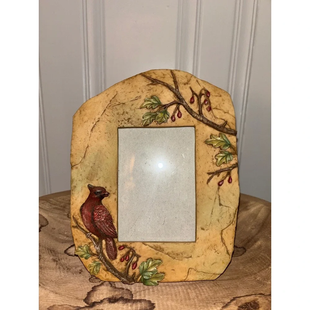 Van Ersvelde Cardinal Resin Picture Frame 3x4.25 Rustic Nature 3D Relief